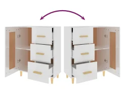 Aparador buffet cómoda mueble almacenaje organizador cocina salón brillante 69,5 x 34 x 90 cm madera contrachapada blanco 02_0030744