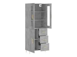 Aparador buffet cómoda mueble mueble de almacenaje organizador cocina salón salón alto 69,5 x 34 x 180 cm madera contrachapada gris 02_0034690