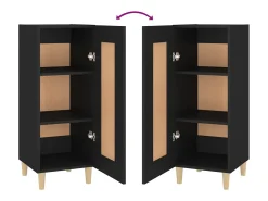 Aparador buffet cómoda mueble mueble de almacenaje organizador cocina salón salón 34,5 x 34 x 90 cm madera contrachapada negra 02_0035875