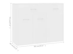 Aparador buffet cómoda mueble almacenaje organizador cocina salón salón 88 x 30 x 70 cm madera contrachapada blanco 02_0030525