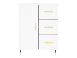 Aparador buffet cómoda mueble mueble de almacenamiento organizador cocina salón salón 69,5 x 34 x 90 cm madera contrachapada blanco 02_0030438