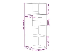 Aparador buffet cómoda mueble mueble de almacenaje organizador cocina salón salón alto 45 x 42,5 x 124 cm madera contrachapada gris 02_0034443