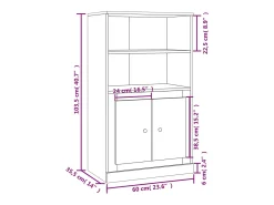 Aparador buffet cómoda mueble mueble de almacenaje organizador cocina salón salón alto 60 x 35,5 x 103,5 cm madera contrachapada marrón 02_0033373
