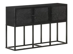 Aparador buffet cómoda mueble almacenaje organizador cocina salón salón 115 x 30 x 76 cm madera maciza de mango negro 02_0029526