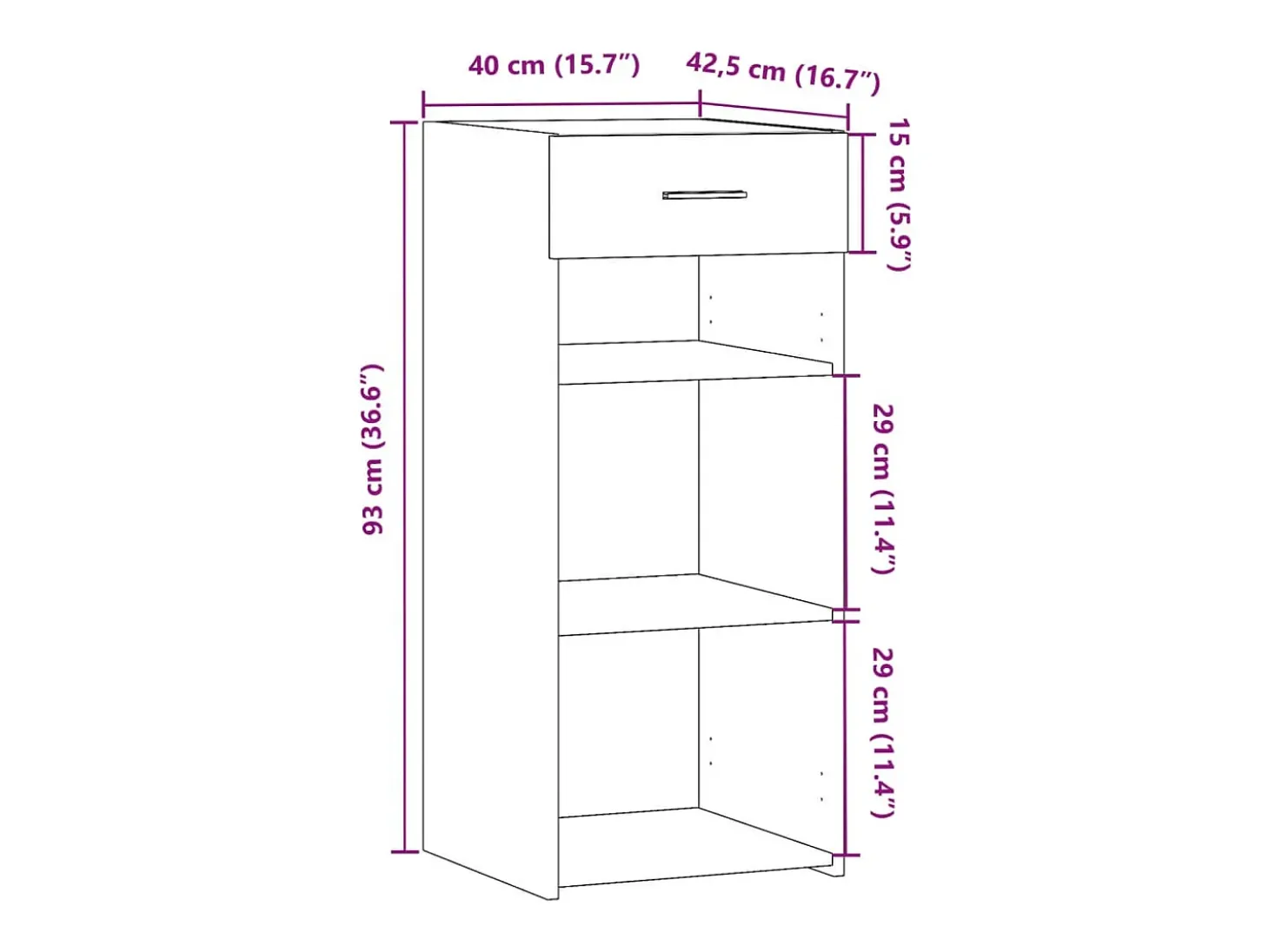 Aparador buffet cómoda mueble mueble de almacenaje organizador cocina salón salón 40 x 42,5 x 93 cm madera contrachapada gris 02_0031938