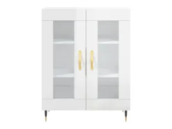Aparador buffet cómoda mueble mueble de almacenaje organizador cocina salón brillante 69,5 x 34 x 90 cm madera contrachapada blanco 02_0030731