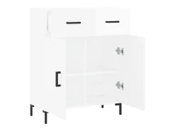 Aparador buffet cómoda mueble almacenaje organizador cocina salón brillante 69,5 x 34 x 90 cm madera contrachapada blanco 02_0030696