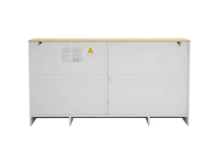 Aparador Buffet, con 4 cajones y 4 puertas, almacenaje, diseño moderno, madera MDF, blanco y roble (140x40x75 cm)