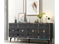 Aparador Cagla Antracita Plata 150x79x40 cm