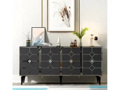 Aparador Cagla Antracita Plata 150x79x40 cm