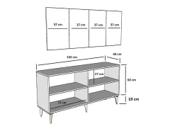 Aparador Cagla Blanco dorado150x79x40 cm