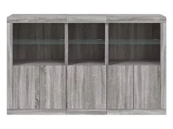 Aparador cajonera mueble almacenaje organizador cocina salón salón con luces LED sonoma 162 x 37 x 100 cm gris 02_0030054