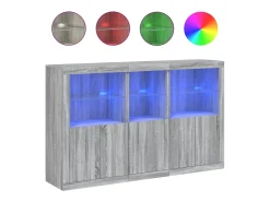 Aparador cajonera mueble almacenaje organizador cocina salón salón con luces LED sonoma 162 x 37 x 100 cm gris 02_0030054