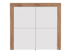 Aparador Chronos con 4 puertas en blanco brillo y roble 140x40x130 cm