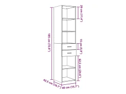 Aparador cómoda armario mueble organizador cocina salón salón alto sonoma 40 x 42,5 x 185 cm madera contrachapada marrón 02_0034062