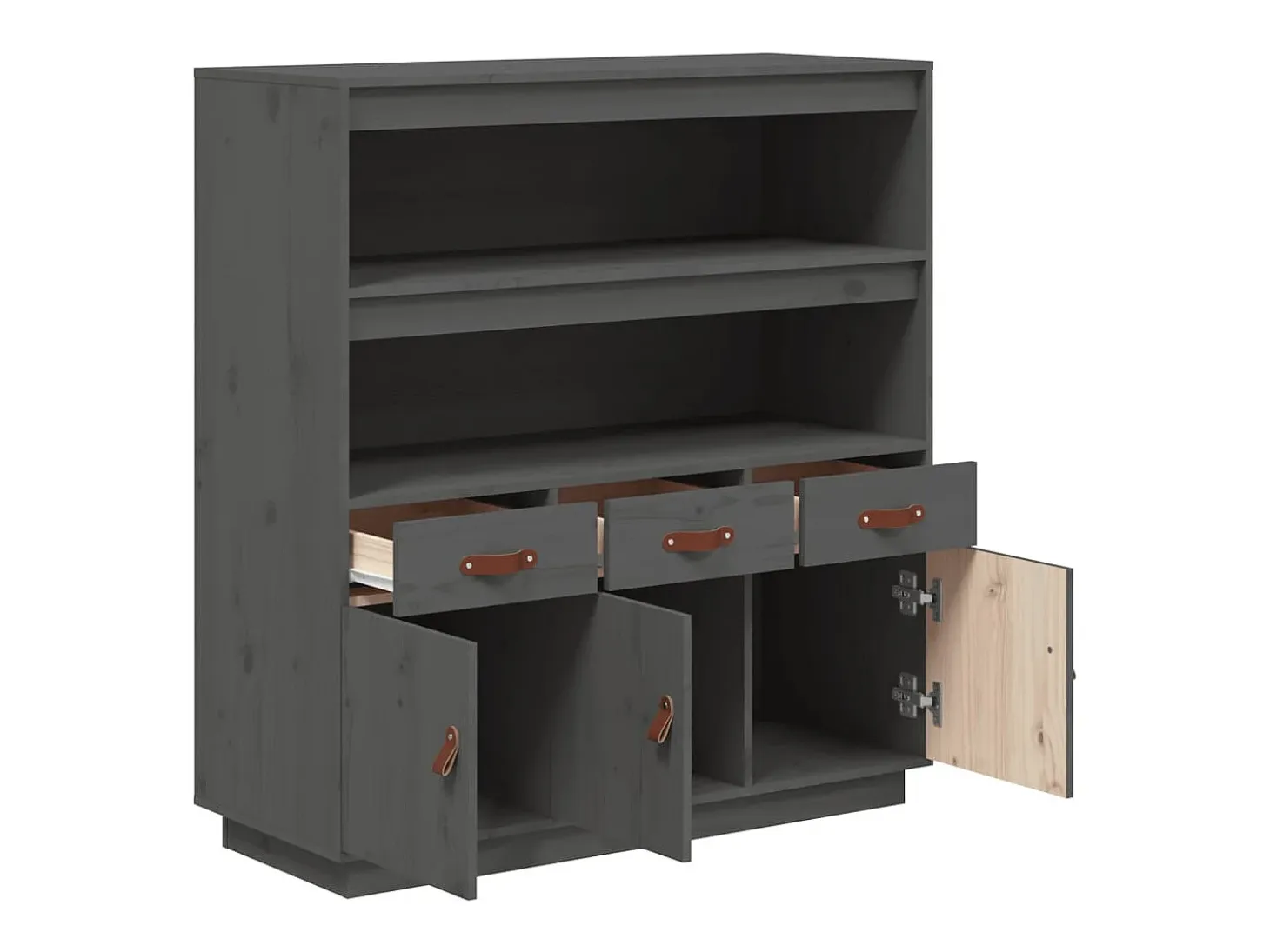 Aparador cómoda armario mueble organizador cocina salón salón alto 100 x 40 x 108,5 cm madera maciza de pino gris 02_0034222