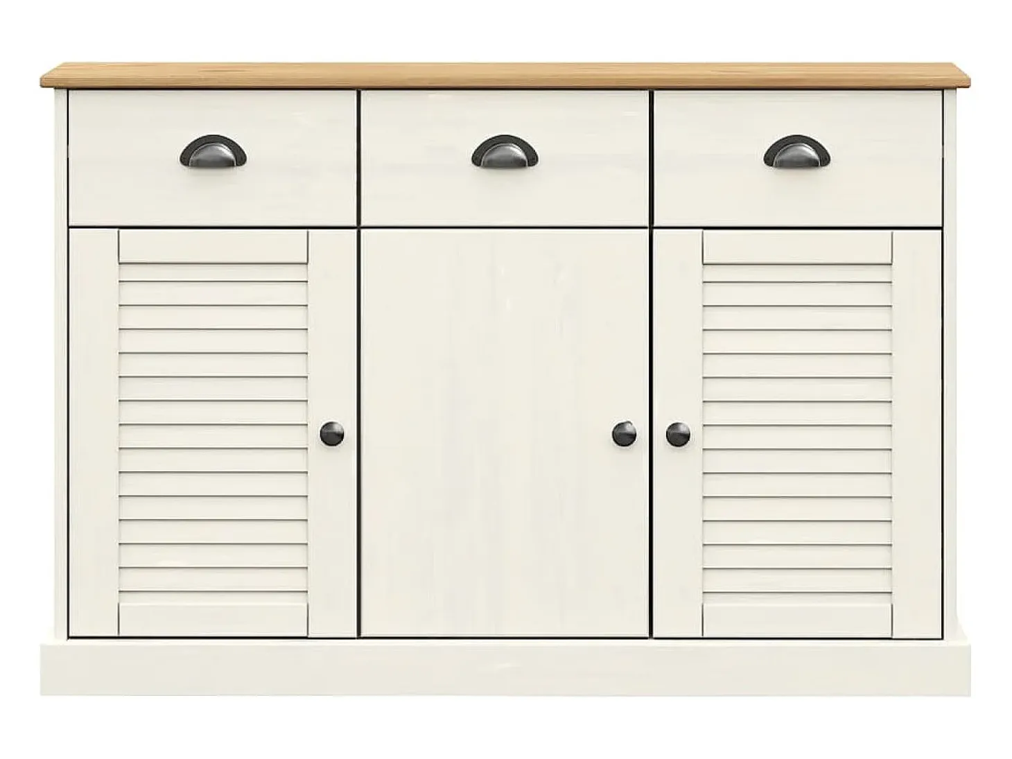 Aparador cómoda armario mueble organizador cocina salón salón con cajones 113 x 40 x 75 cm madera maciza de pino blanco 02_0030132