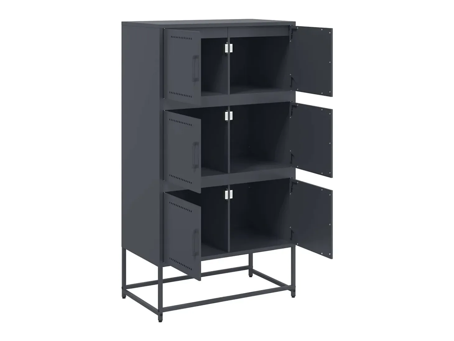 Aparador cómoda armario mueble organizador cocina salón salón 68,5 x 38,5 x 123,5 cm acero antracita 02_0029703