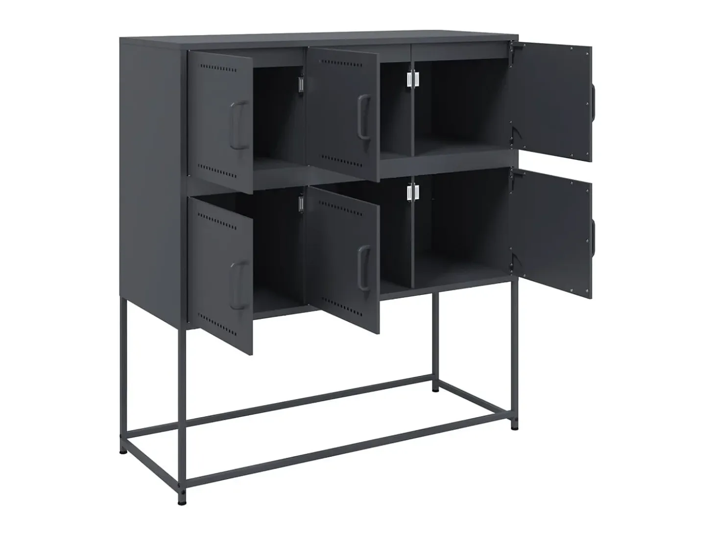 Aparador cómoda armario mueble organizador cocina salón salón 100,5 x 39 x 107 cm acero antracita 02_0029683