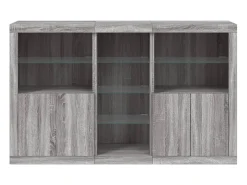 Aparador cómoda armario mueble organizador cocina salón salón con luces LED sonoma 162 x 37 x 100 cm gris 02_0030055