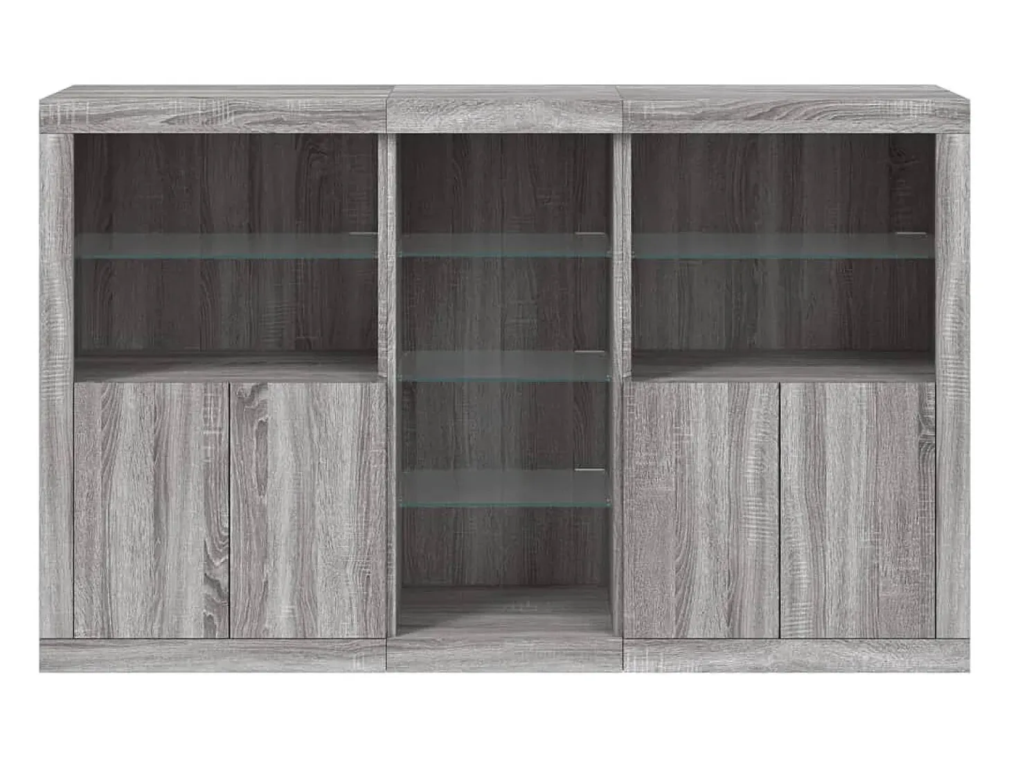 Aparador cómoda armario mueble organizador cocina salón salón con luces LED sonoma 162 x 37 x 100 cm gris 02_0030055