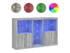 Aparador cómoda armario mueble organizador cocina salón salón con luces LED sonoma 162 x 37 x 100 cm gris 02_0030055