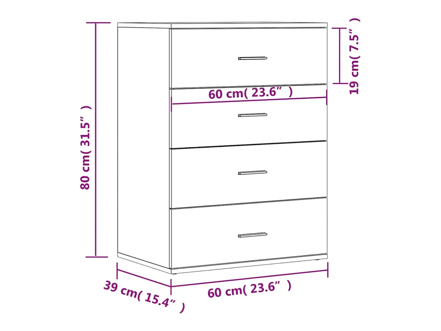 Aparador cómoda armario unidad de almacenamiento organizador cocina salón salón juego de 2 sonoma 60 x 39 x 80 cm madera contrachapada gris 02_0036968