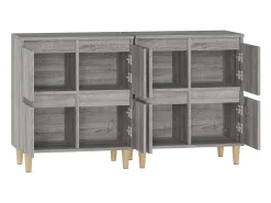 Aparador cómoda armario unidad de almacenamiento organizador cocina salón salón juego de 2 sonoma 60 x 35 x 70 cm madera contrachapada gris 02_0036964