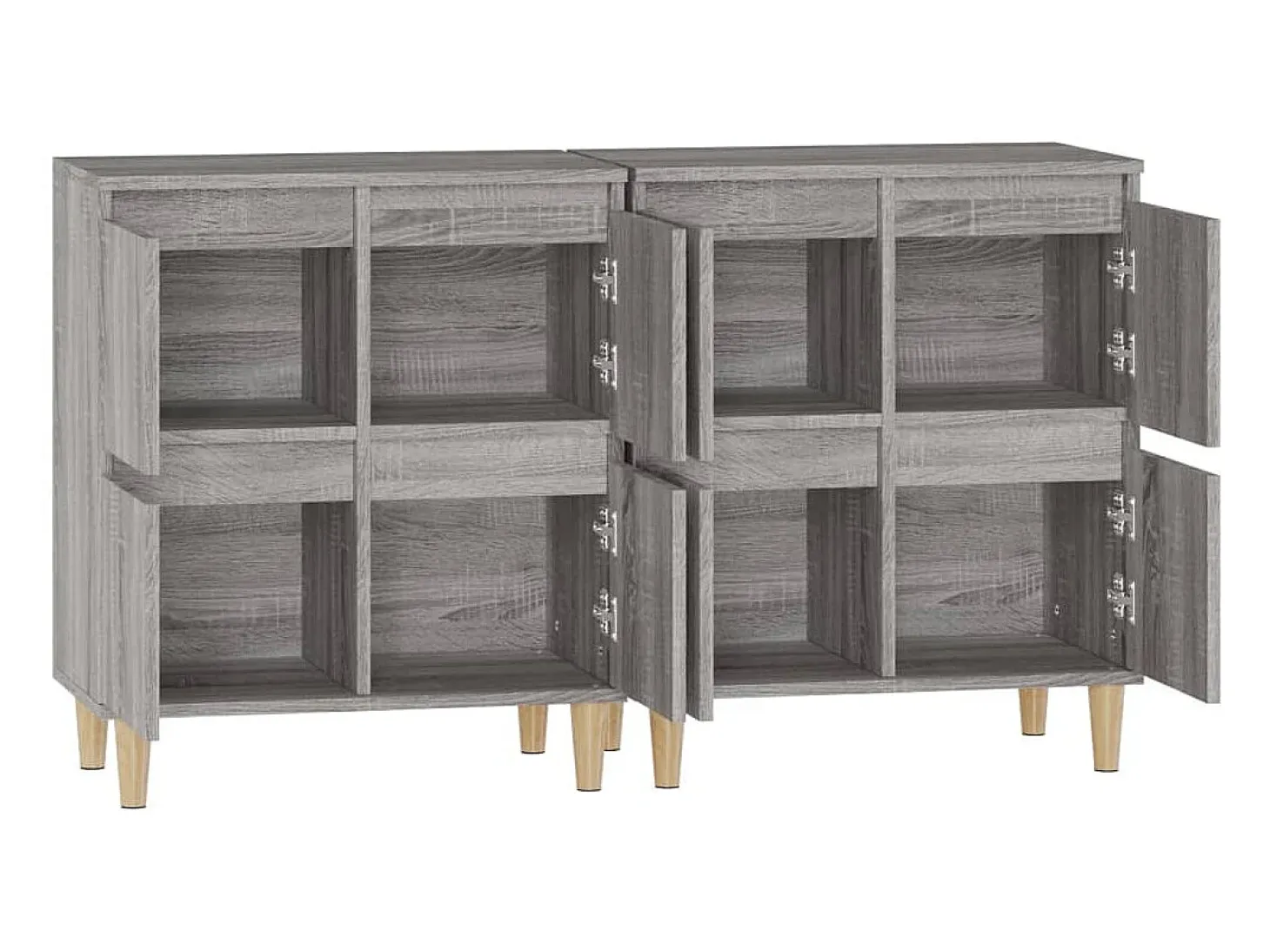 Aparador cómoda armario unidad de almacenamiento organizador cocina salón salón juego de 2 sonoma 60 x 35 x 70 cm madera contrachapada gris 02_0036964