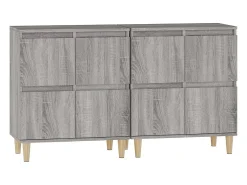 Aparador cómoda armario unidad de almacenamiento organizador cocina salón salón juego de 2 sonoma 60 x 35 x 70 cm madera contrachapada gris 02_0036964