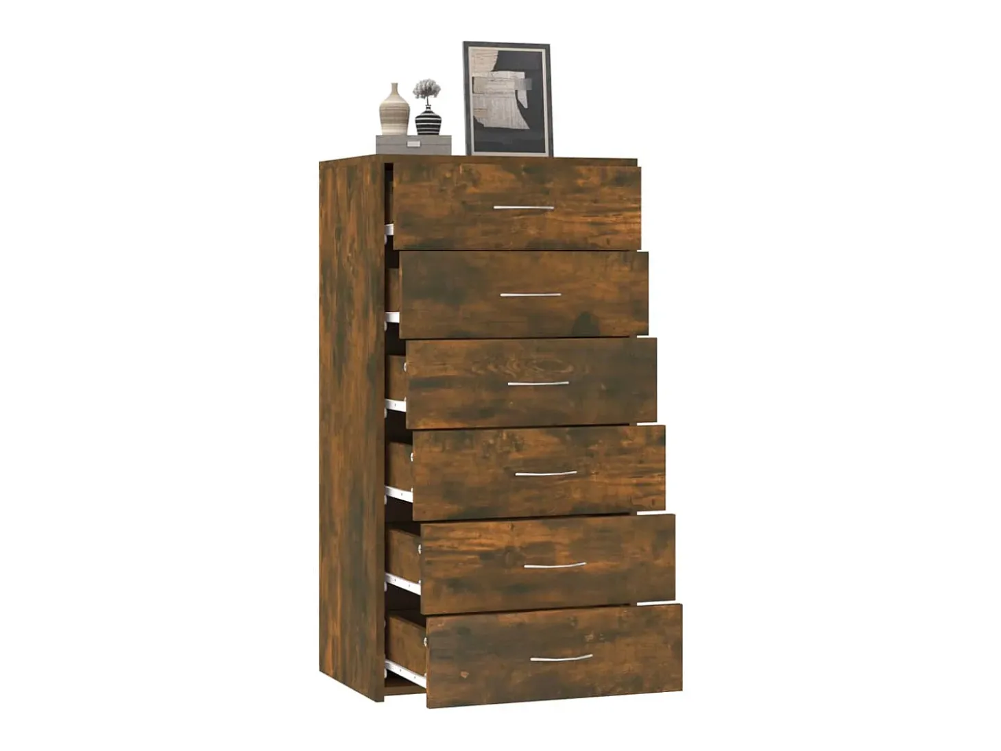 Aparador Cómoda Armario Unidad de Almacenamiento Organizador Cocina Salón Salón con 6 Cajones 50 x 34 x 96 cm Madera Contrachapada Marrón 02_0029759