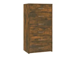 Aparador Cómoda Armario Unidad de Almacenamiento Organizador Cocina Salón Salón con 6 Cajones 50 x 34 x 96 cm Madera Contrachapada Marrón 02_0029759