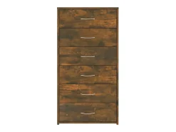 Aparador Cómoda Armario Unidad de Almacenamiento Organizador Cocina Salón Salón con 6 Cajones 50 x 34 x 96 cm Madera Contrachapada Marrón 02_0029759