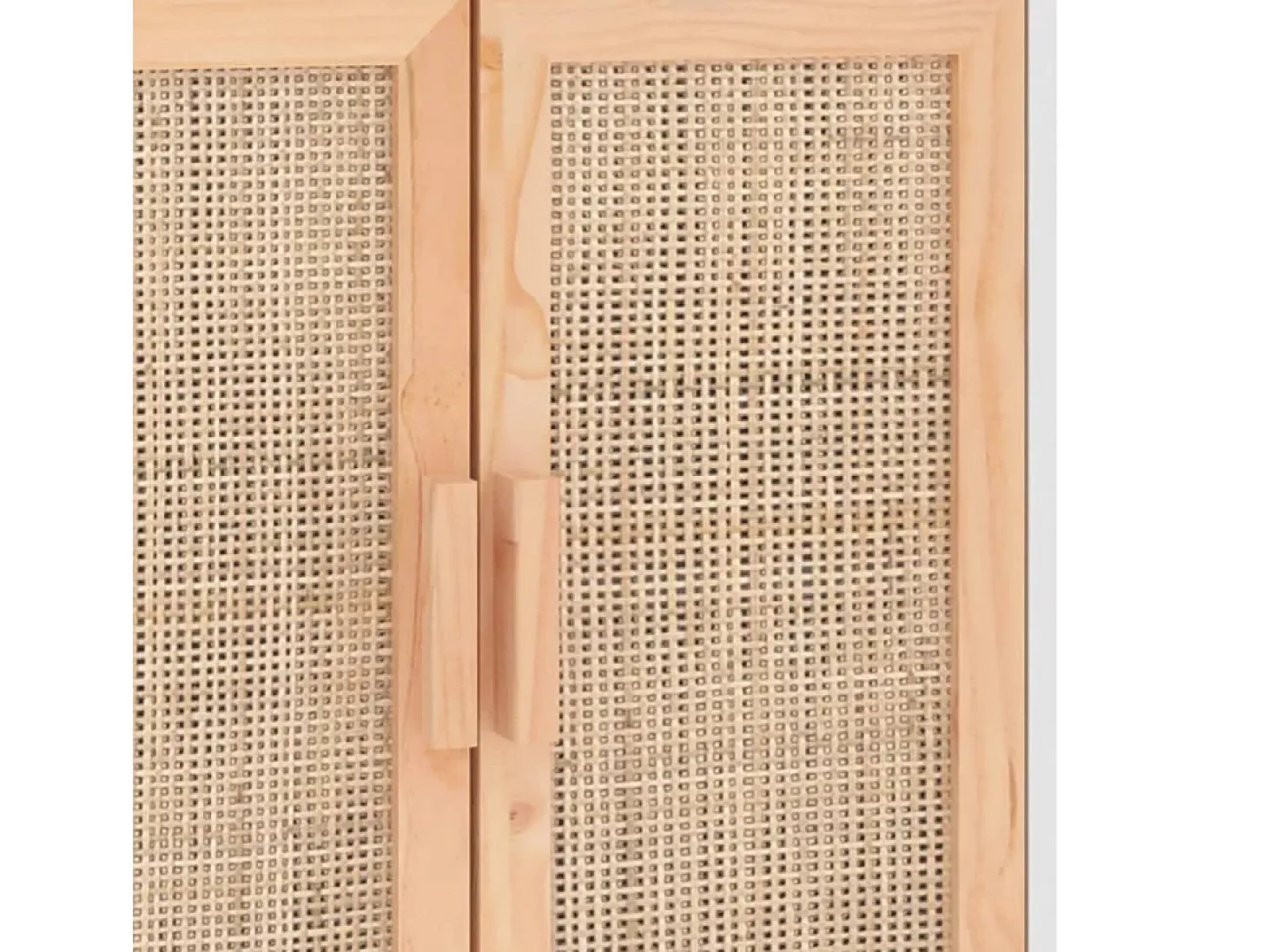 Aparador cómoda armario unidad de almacenamiento organizador cocina salón salón 60 x 30 x 70 cm madera maciza de pino y ratán blanco natural 02_0030334