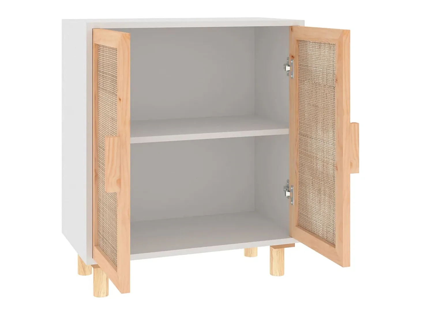 Aparador cómoda armario unidad de almacenamiento organizador cocina salón salón 60 x 30 x 70 cm madera maciza de pino y ratán blanco natural 02_0030334