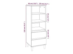 Aparador cómoda cómoda armario mueble organizador cocina salón salón alto 40 x 36 x 110 cm madera contrachapada marrón 02_0033711