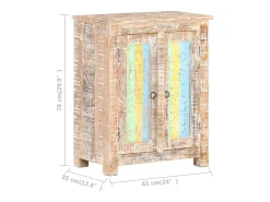 Aparador cómoda cómoda armario mueble organizador cocina salón salón 61 x 35 x 76 cm madera de acacia en bruto multicolor 02_0029631