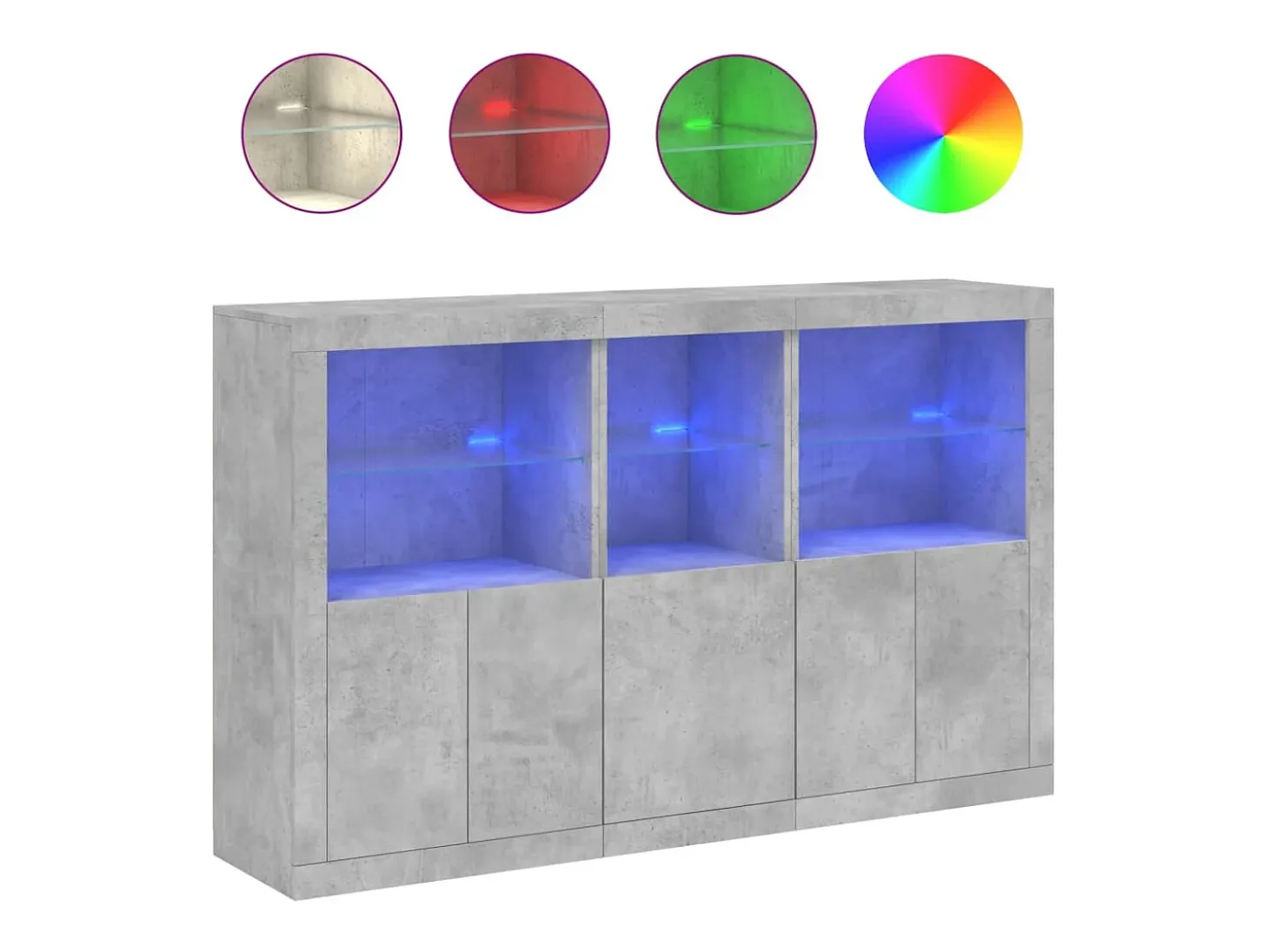 Aparador cómoda cómoda armario mueble organizador cocina salón salón con luces LED 162 x 37 x 100 cm gris 02_0029978