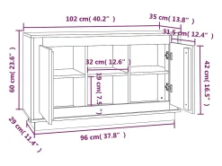 Aparador cómoda cómoda armario mueble organizador cocina salón salón Sonoma 102 x 35 x 60 cm madera contrachapada gris 02_0036270