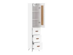 Aparador cómoda cómoda armario mueble organizador cocina salón salón alto 34,5 x 34 x 180 cm madera contrachapada blanco 02_0032392