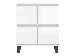 Aparador cómoda cómoda armario mueble organizador cocina salón salón juego de 2 madera contrachapada blanco brillante 02_0036714