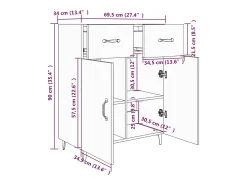 Aparador cómoda cómoda armario mueble organizador cocina salón salón 69,5 x 34 x 90 cm madera contrachapada gris 02_0032078