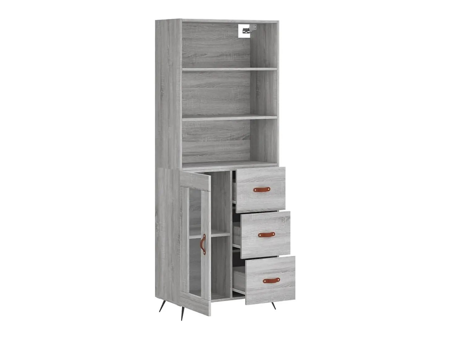 Aparador cómoda cómoda armario mueble organizador cocina salón salón alto Sonoma 69,5 x 34 x 180 cm madera contrachapada gris 02_0035551