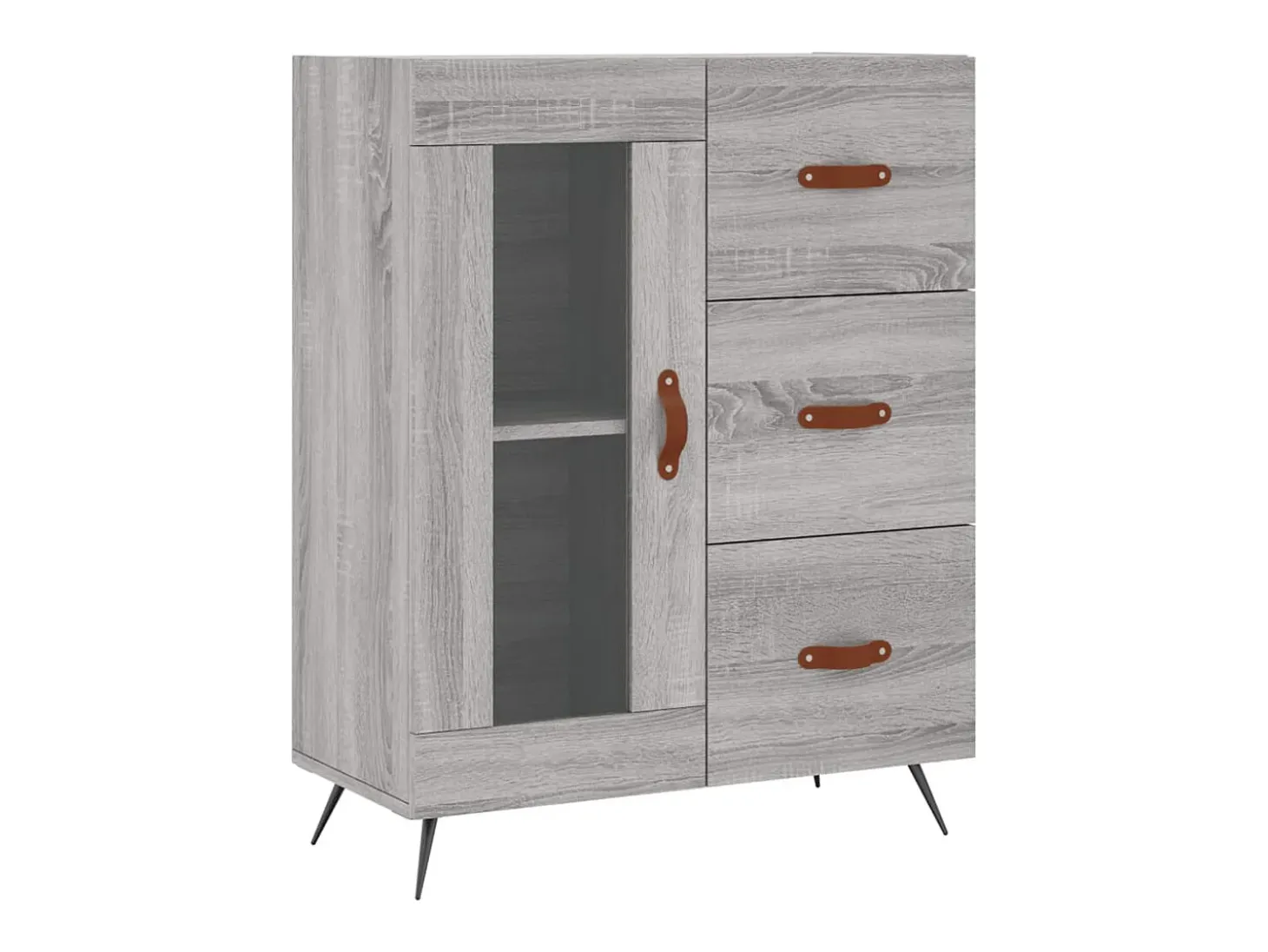 Aparador cómoda cómoda armario mueble organizador cocina salón salón alto Sonoma 69,5 x 34 x 180 cm madera contrachapada gris 02_0035551