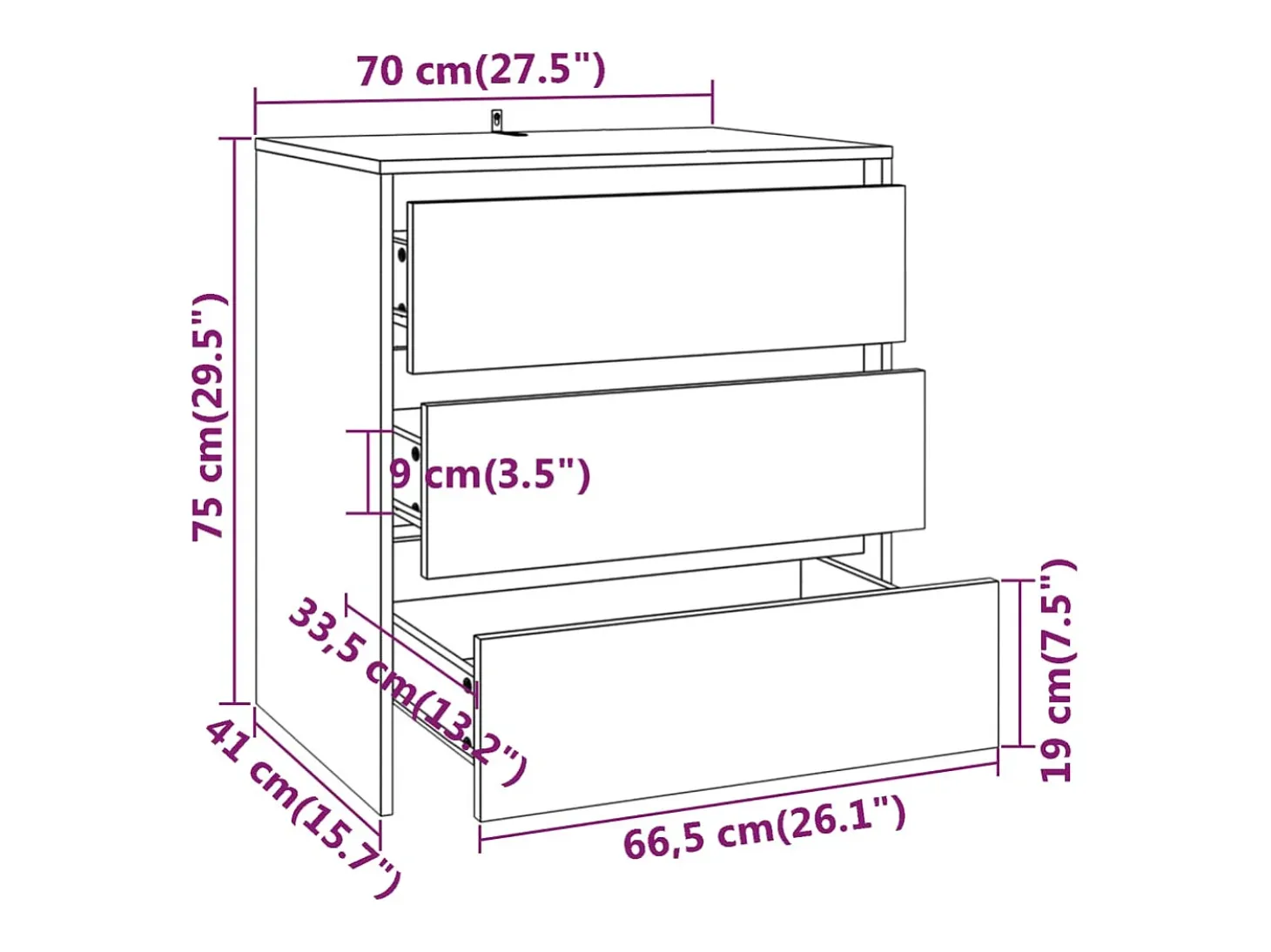 Aparador cómoda cómoda armario mueble organizador cocina salón salón Sonoma 70 x 41 x 75 cm madera contrachapada marrón 02_0031704
