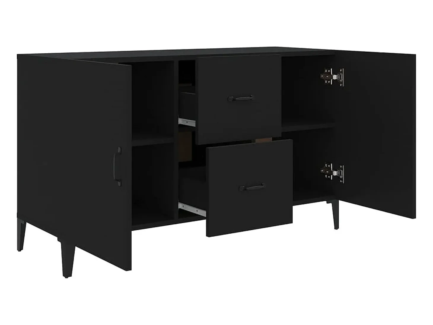 Aparador cómoda cómoda armario mueble organizador cocina salón salón 100 x 36 x 60 cm madera contrachapada negra 02_0035799