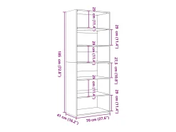 Aparador cómoda cómoda armario mueble organizador cocina salón salón alto Sonoma 70 x 41 x 185 cm madera contrachapada gris 02_0035627