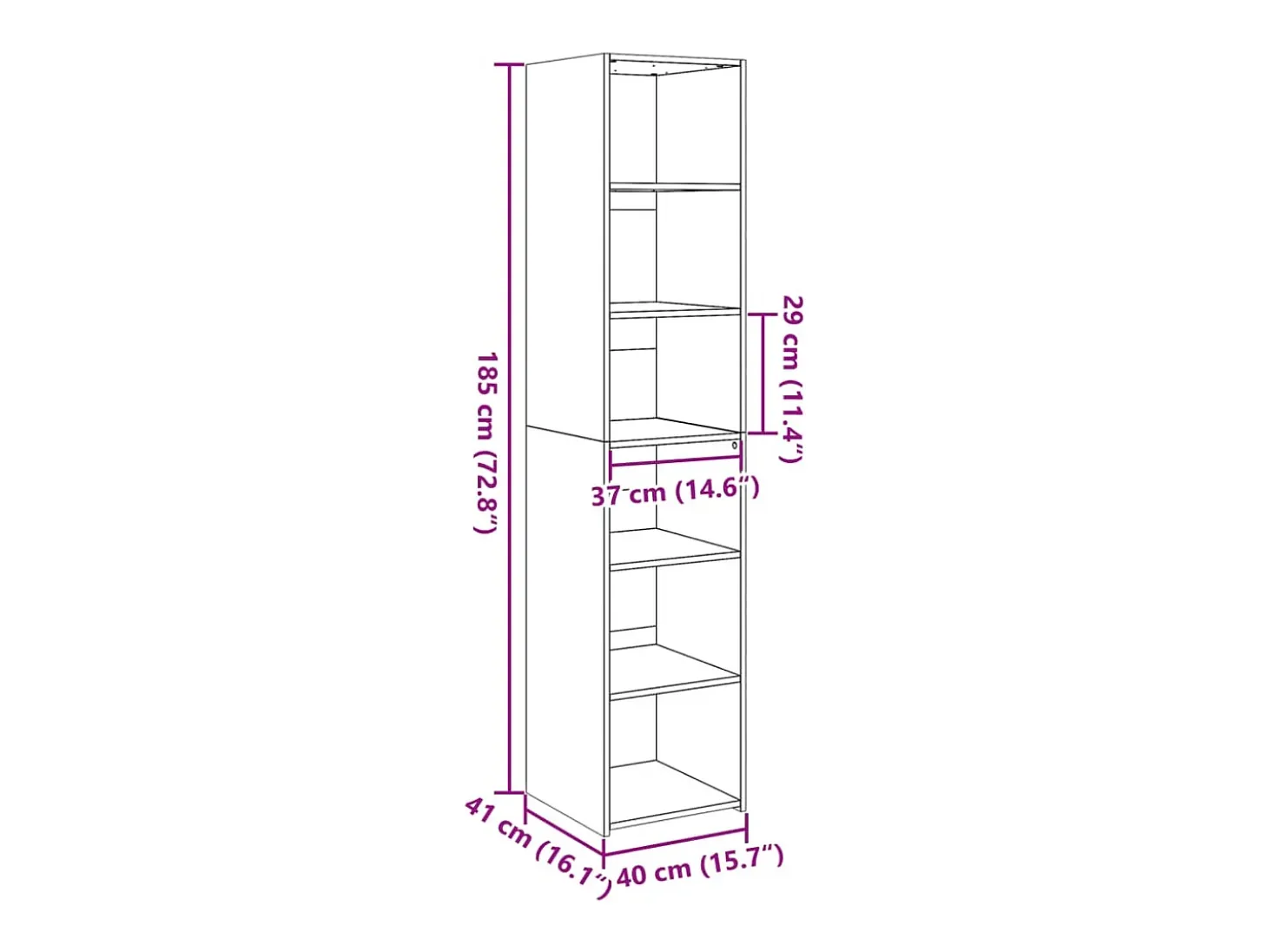 Aparador cómoda cómoda armario mueble organizador cocina salón salón alto 40 x 41 x 185 cm madera contrachapada marrón 02_0033355