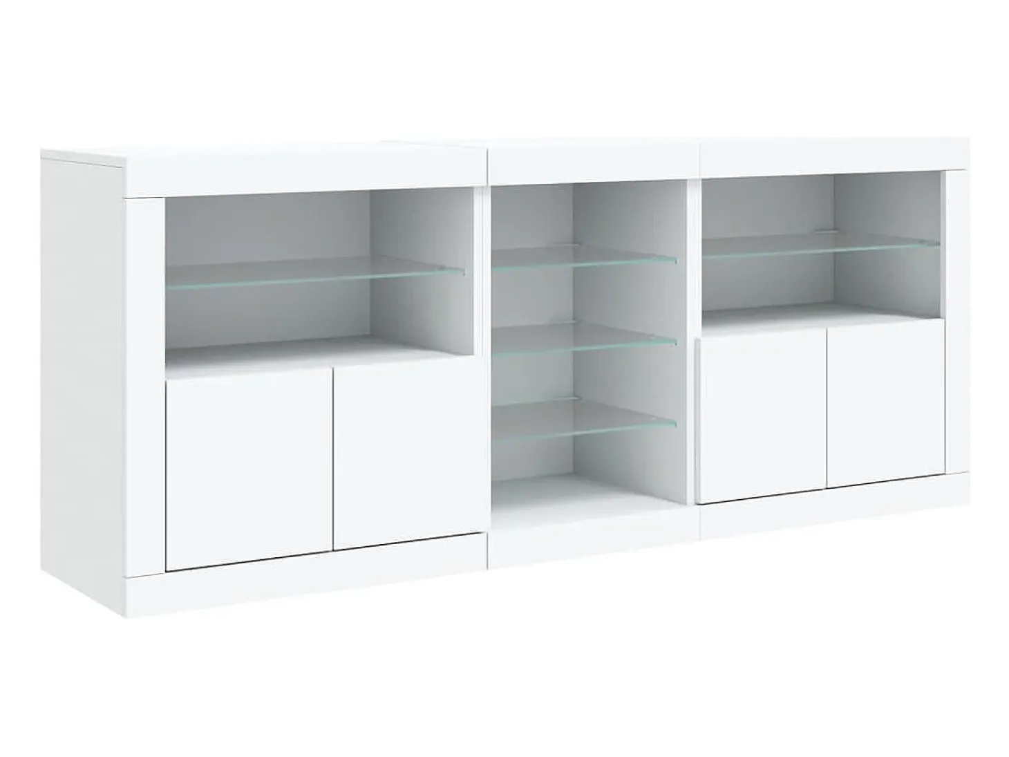 Aparador cómoda cómoda armario mueble organizador cocina salón salón con luces LED 162 x 37 x 67 cm blanco 02_0029833