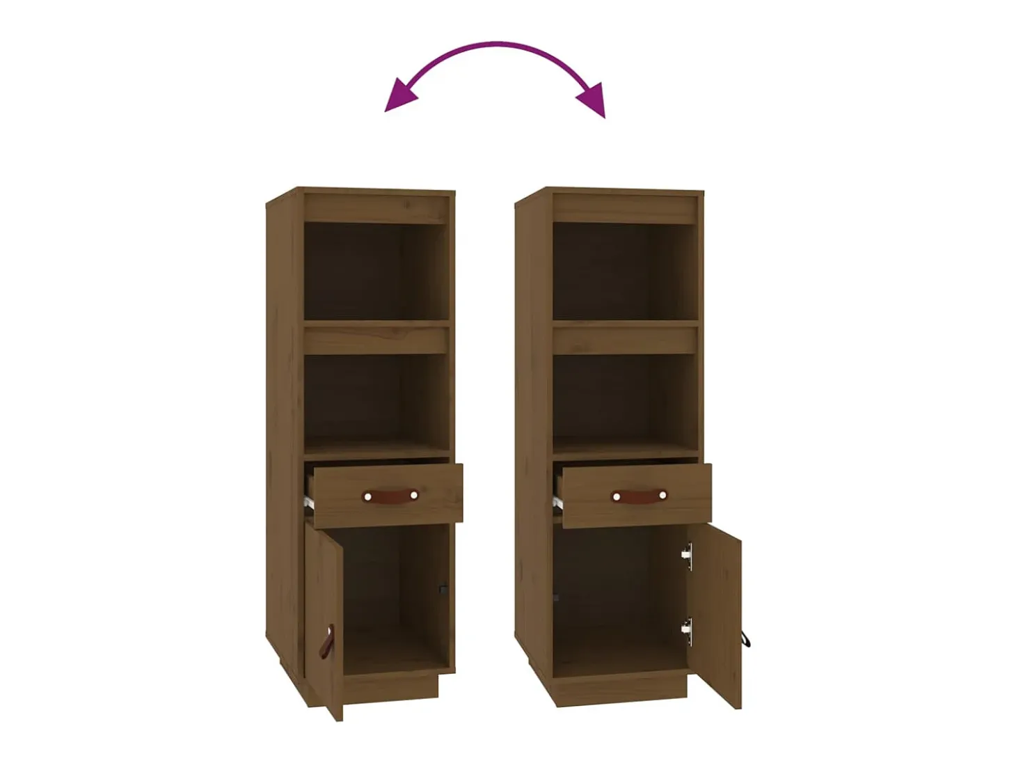 Aparador cómoda cómoda armario mueble organizador cocina salón salón alto 34 x 40 x 108,5 cm madera maciza de pino marrón 02_0034752